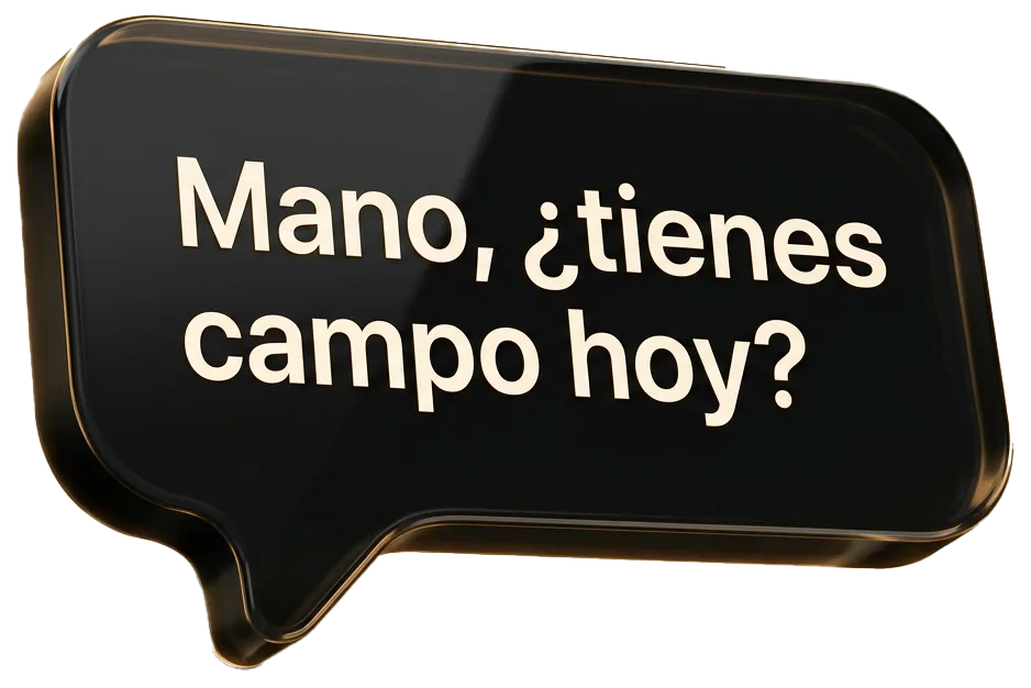 Mensaje de un cliente: «Mano, ¿tienes campo hoy?»